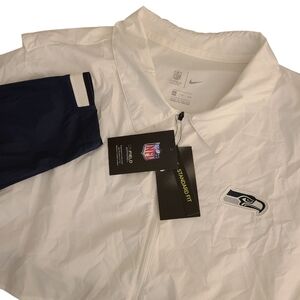 Nike NFL On Field 2XL Seattle Seahawks White/Navy 1/4 Zip Long Sleeve Windshirt